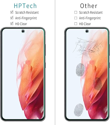 Miniatura 2 de HPTech Paquete de 2 protectores de pantalla de vidrio templado diseñados para Samsung Galaxy S21 FE 5G, compatible con lector de huellas dactilares,