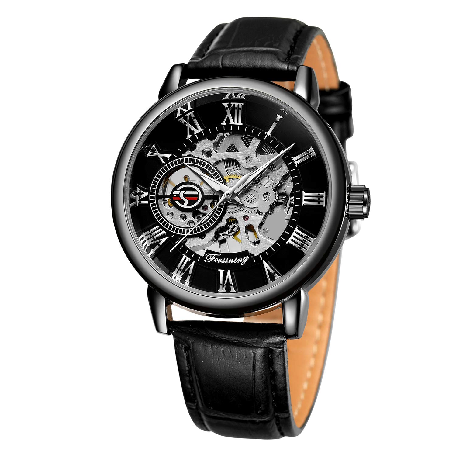 FORSINING Mens Super Quality Alloy Case Mechanical Movement Antique Fashion Leather Wristwatch, Black and Silver, Mechanical (B0928TRFKD) Amazon Price History, Amazon Price Tracker