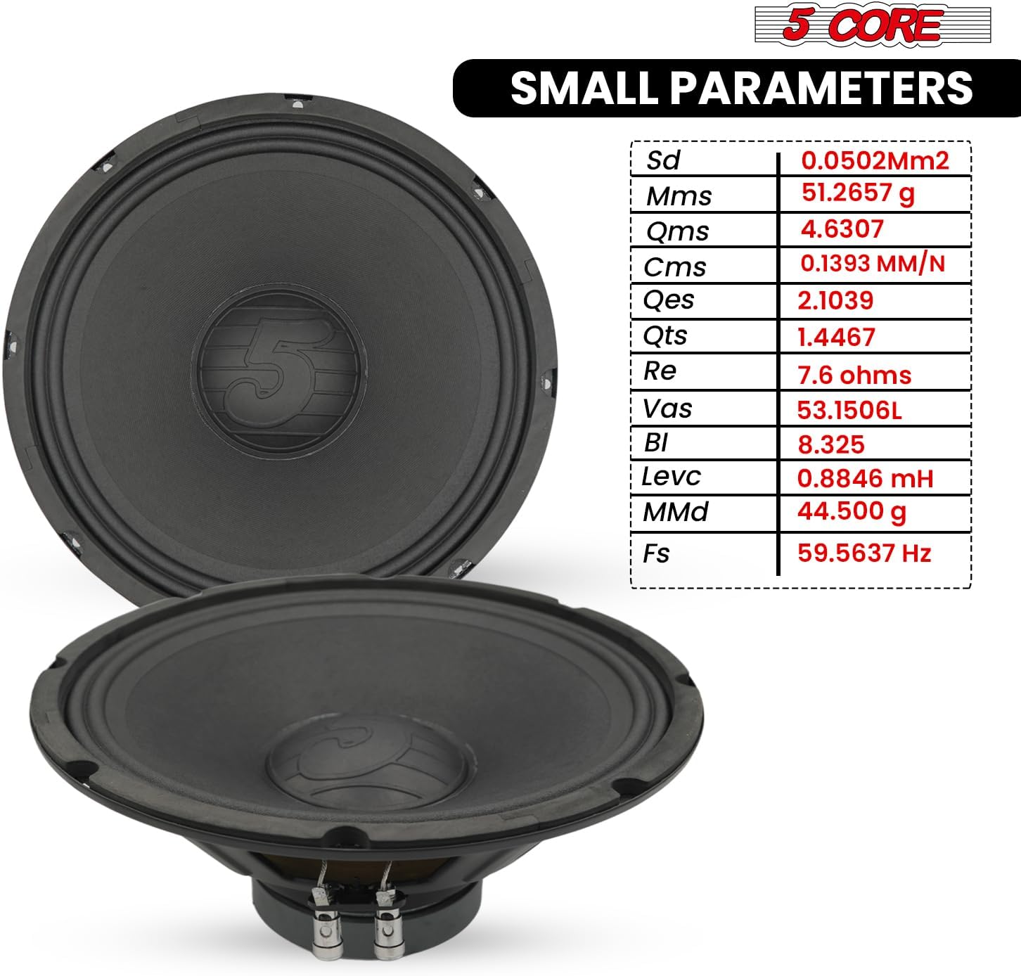 5 CORE 12 Inch Speaker 200W 8 Ohm High Power Handling Loud Clear Sound Replacement PA DJ Pro Audio Subwoofer Driver - SP 12120 8OHMS
