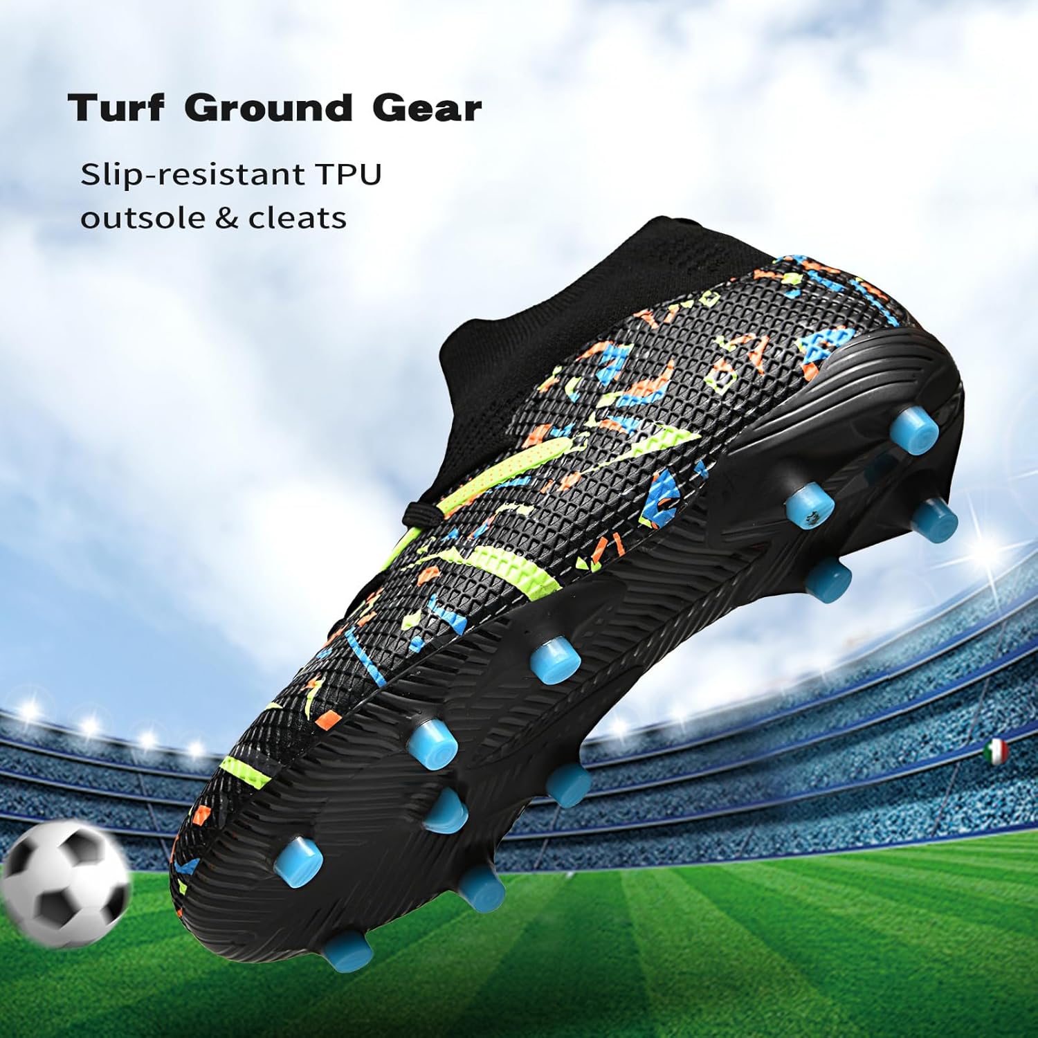 Kids Soccer Cleats Boys Girls Youth Football Shoes for Little/Big Kid Outdoor Indoor Firm Ground Athletic ，with Shin Guards and Soccer Socks - Image 4