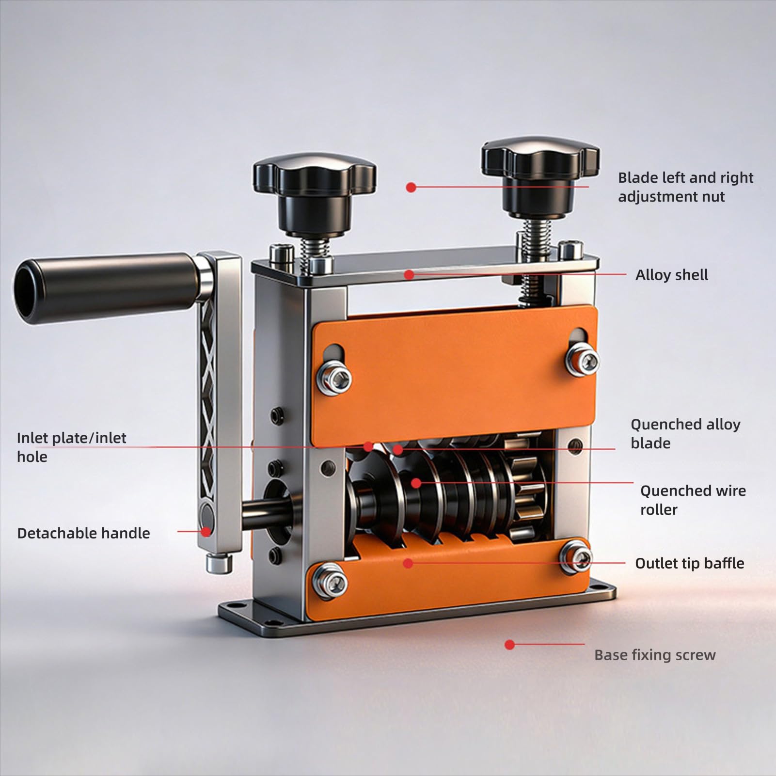 Naroote Máquina Pelacables Manual, Pelacables con Manivela o Accionado por Taladro con 6 Canales de Entrada, Cubierta Acrílica, Herramientas de Corte para Cables de 1-17 mm