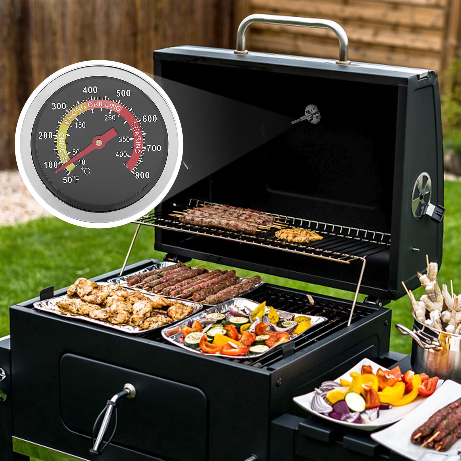 Thermomètre De Barbecue En Acier Inoxydable - 50 à 800°F - Précision Et Facilité D'installation Pour Grill, Fumoir, Four