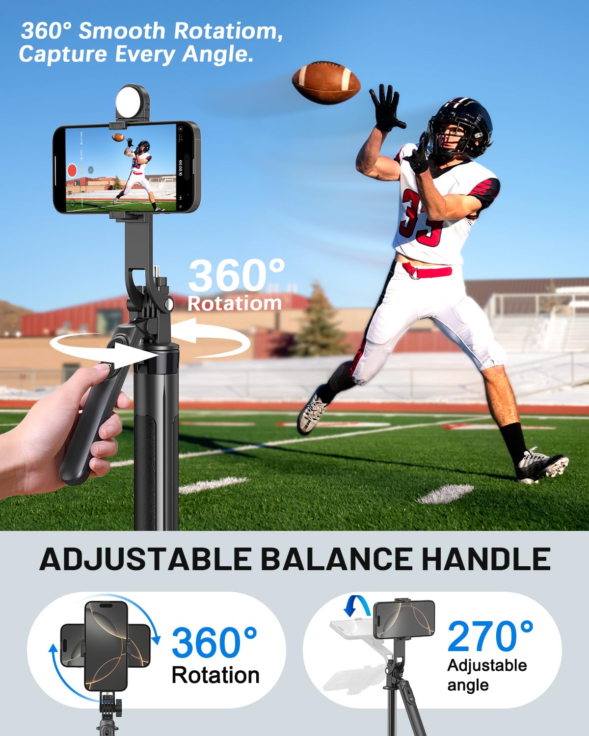 Yeaki Vlogging Kit für iPhone/Android, 180,3 cm Selfie-Stick-Stativ für iPhone mit Licht, kabelloser Fernbedienung und Mikrofon, verstellbares Telefonstativ für TikTok/YouTube Starter Content Creator