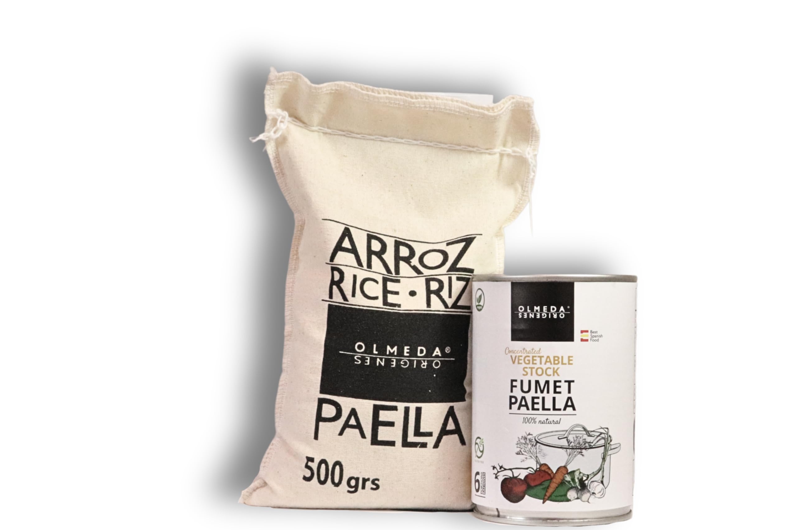 Kit de Paella de Verduras para 6 Personas (arroz, paellera, fumet, aceite de oliva, pimientos del piquillo)