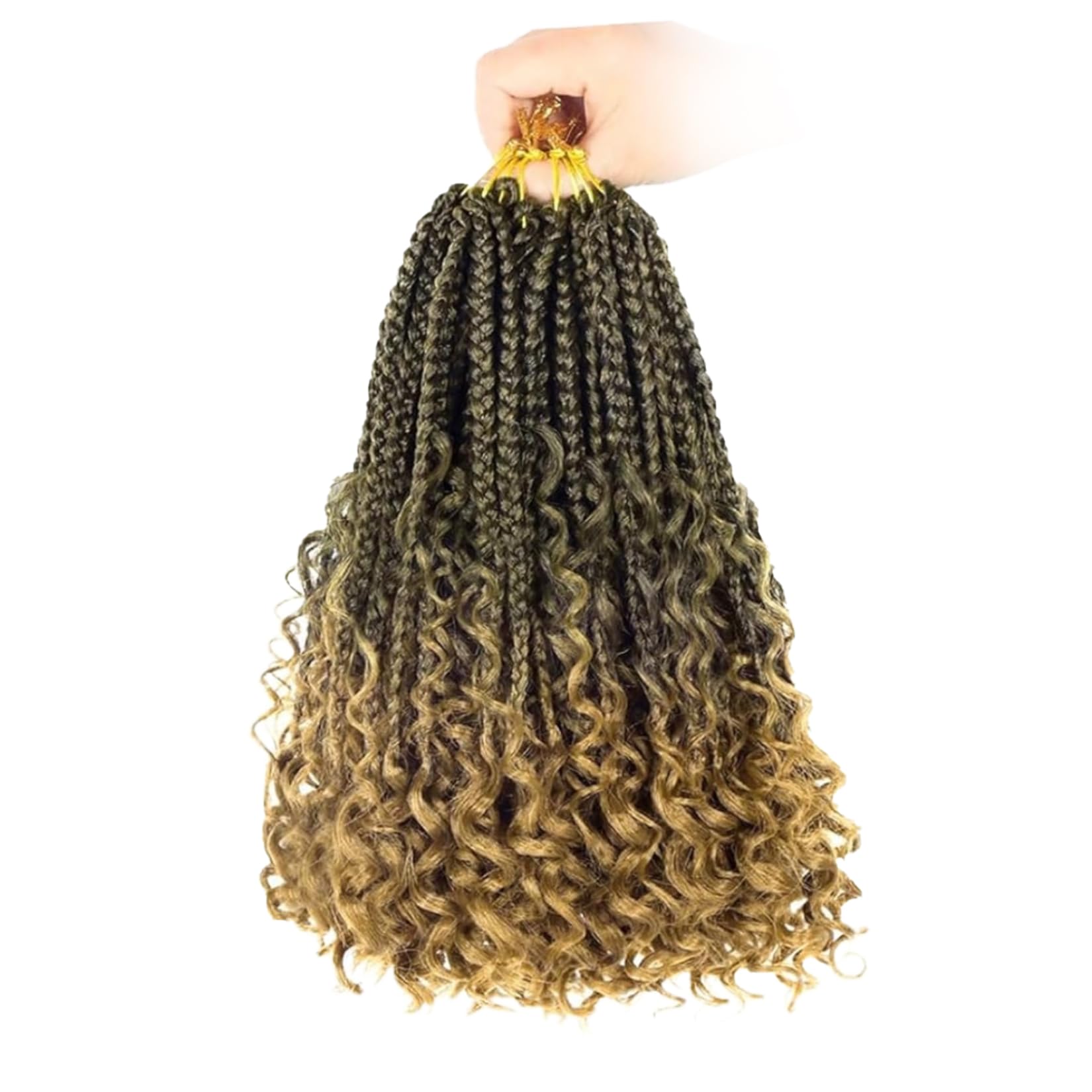8 Pack Boho Box Crochet Braids Pre Looped with Curly Ends Ombre Blonde - 8 Inch Goddess Bohemian Box Braids Crochet Hair for Black Women Synthetic 3X