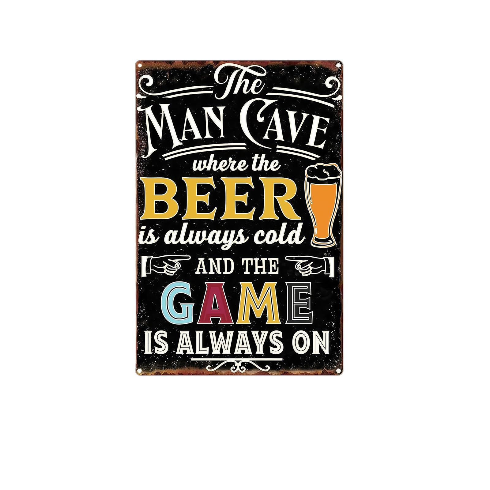 Tivleed C-20*30Cm Bar Sign, Man Cave Sign, Man Cave Accessories For Home Bar Pub Garage, Vintage Metal Wall Art Plaque, Retro Rustic Decor, 15.5X30.7cm (6X12 Inches)