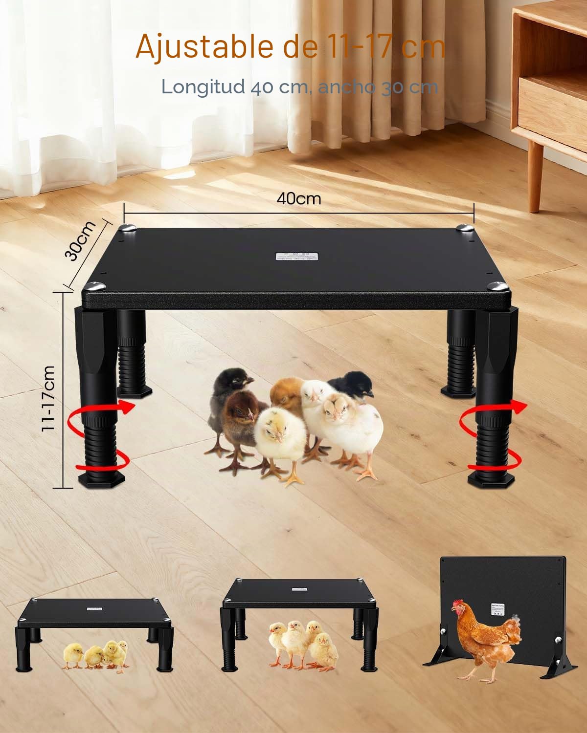 110W Doble Cara Calentador de Gallinero,40x30 cm，5°C-80°C Calentador para Gallinero,0-24H Control Temporizador Calefacción Gallinero para Pollos, Gatitos, Cachorros, Mascotas
