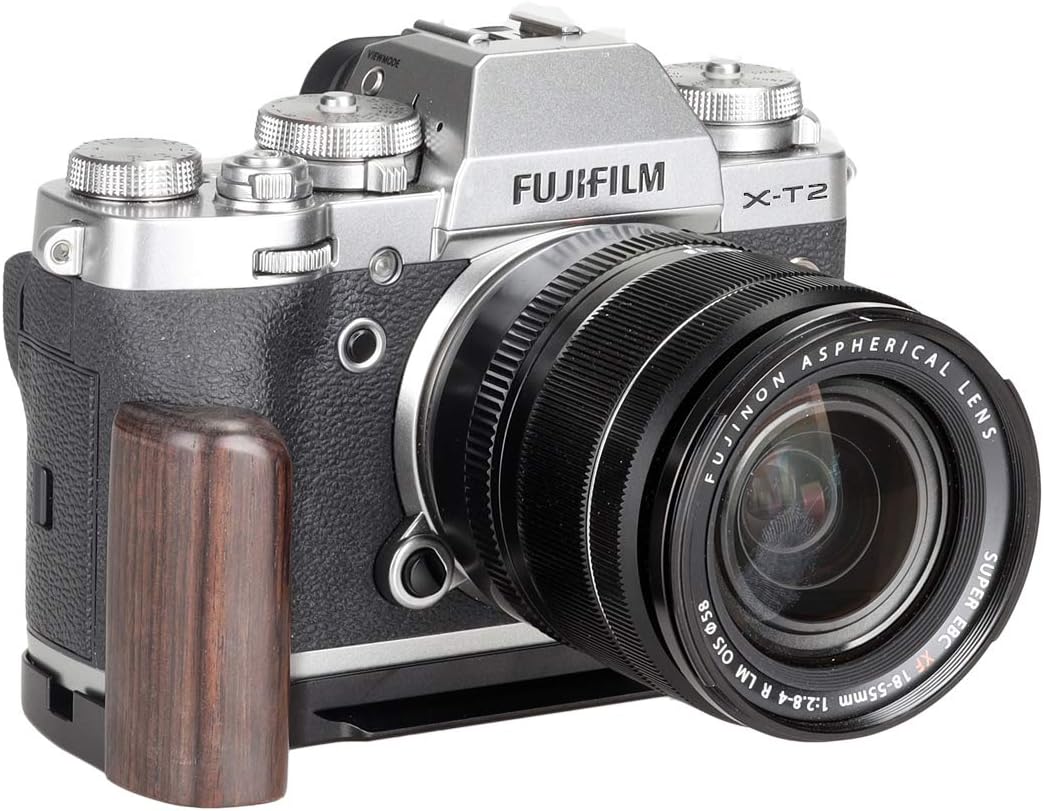 WEPOTO XT2-R Handgrip L-Shape Grip with Quick Release Plate for Arca,Wood Side Handle,Compatible with Fujifilm X-T2 Camera -GP-X-T2-B - Image 4