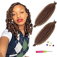 Vista 1 de 2 paquetes de cabello afro rizado castaño oscuro de 12 pulgadas, 30# Afro Spring Twist, cabello rizado Marley Twist trenzado, cabello envolvente