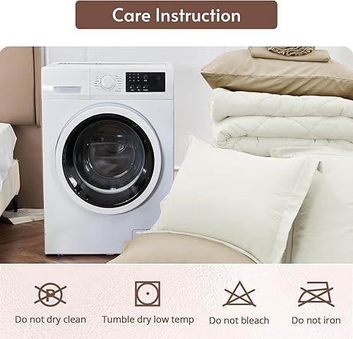 Miniatura 38 de MUXHOMO Juego de edredón Queen de 7 piezas, cama reversible en una bolsa, tamaño Queen, juego de ropa de cama para todas las estaciones con edredón