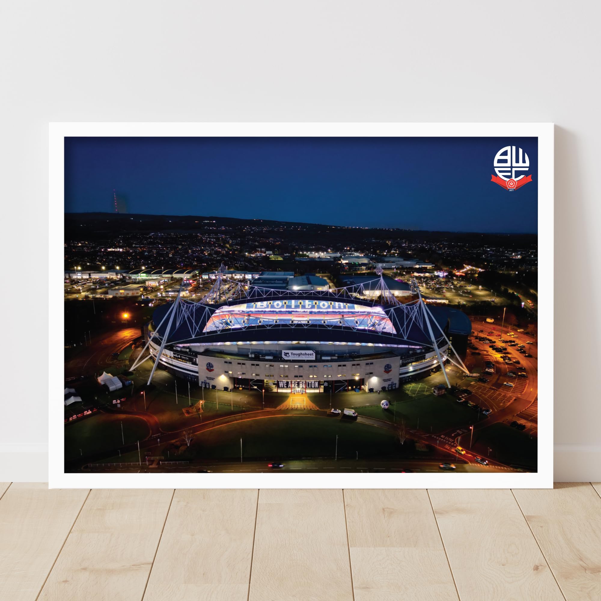 Themed Bolton Wanderers FC Official Stadium Night Time Print Poster (29.7cm x 42cm - A3)