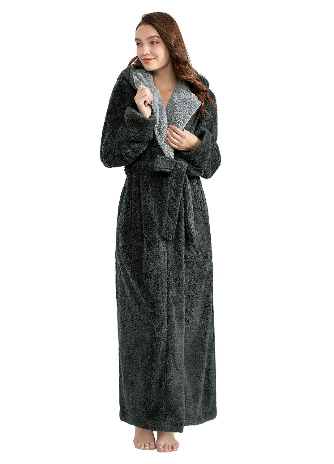 PUTUO Peignoir Femme Robe de Chambre: Polaire Hiver Chaud Longue Peignoir de Bain pour Femmes