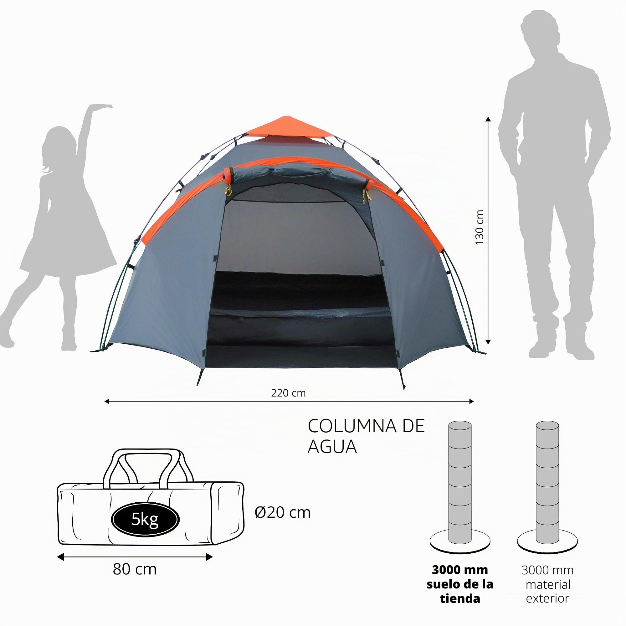 Lumaland Where Tomorrow Pop Up Tienda Inflable | Tienda Familiar 3-4 Personas | 210x210x120 cm | Impermeable y Resistente al Viento | Camping, Festival, Viajes, Playa | Ultraligera y Resistente