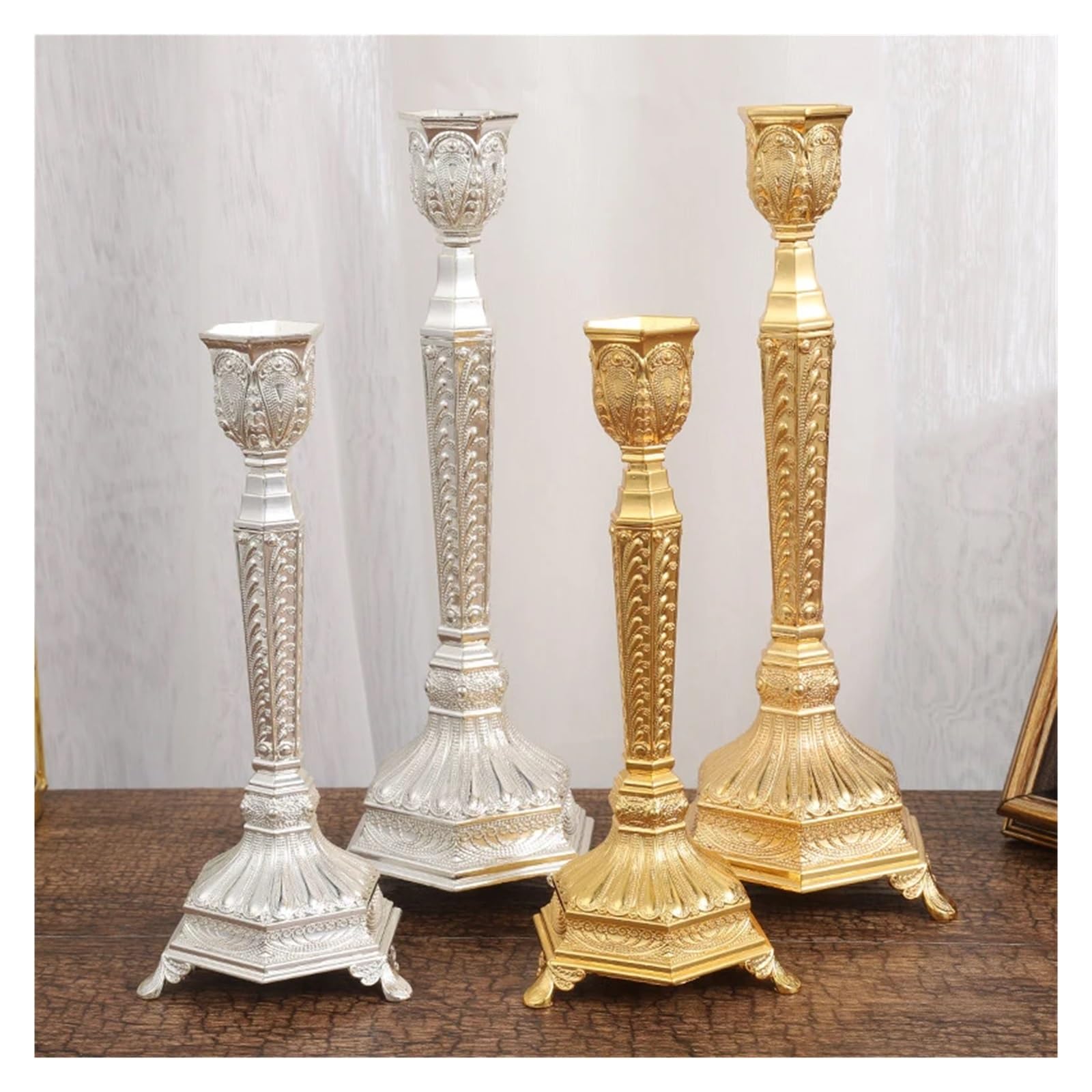 Candelabro Elegante candeliere Romantico Matrimonio Festa a lume di Candela Bastone portacandele centrotavola for la Decorazione della tavola di casa(Gold Big)
