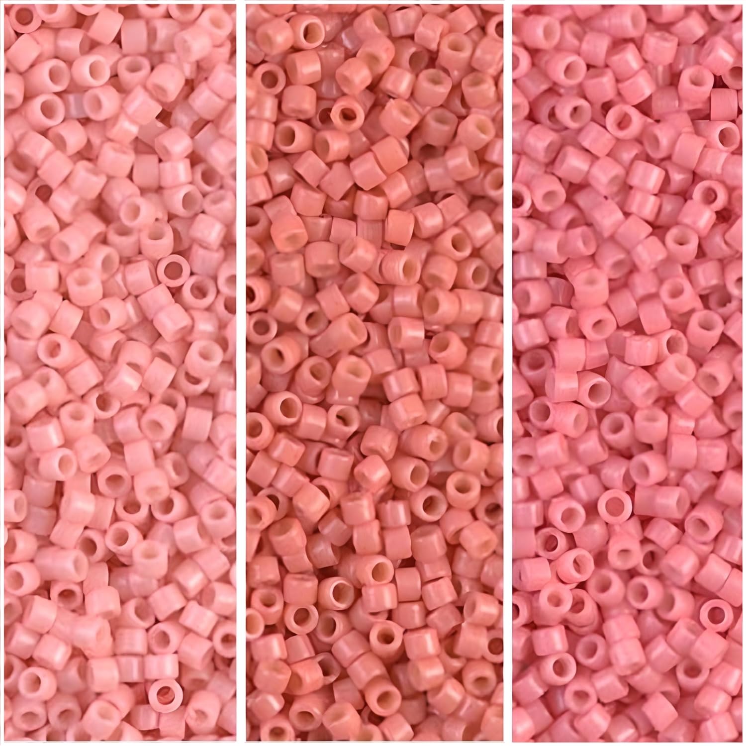 Delica Seed Beads Bundle: Size 11/0, Duracoat Opaque Lychee (DB2113), Lt Watermelon (DB2114) & Guava (DB2115) - 3 Tubes of 7.2 Grams ea