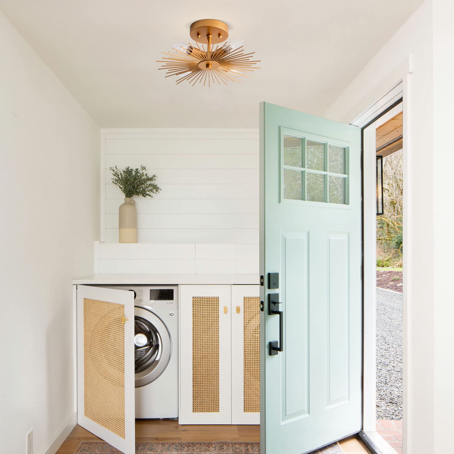 VILUXY Flush Mount Ceiling Light, Brass Gold Starburst Design Light Fixtures Ceiling for Hallway, Entryway, Study Room, Bedroom