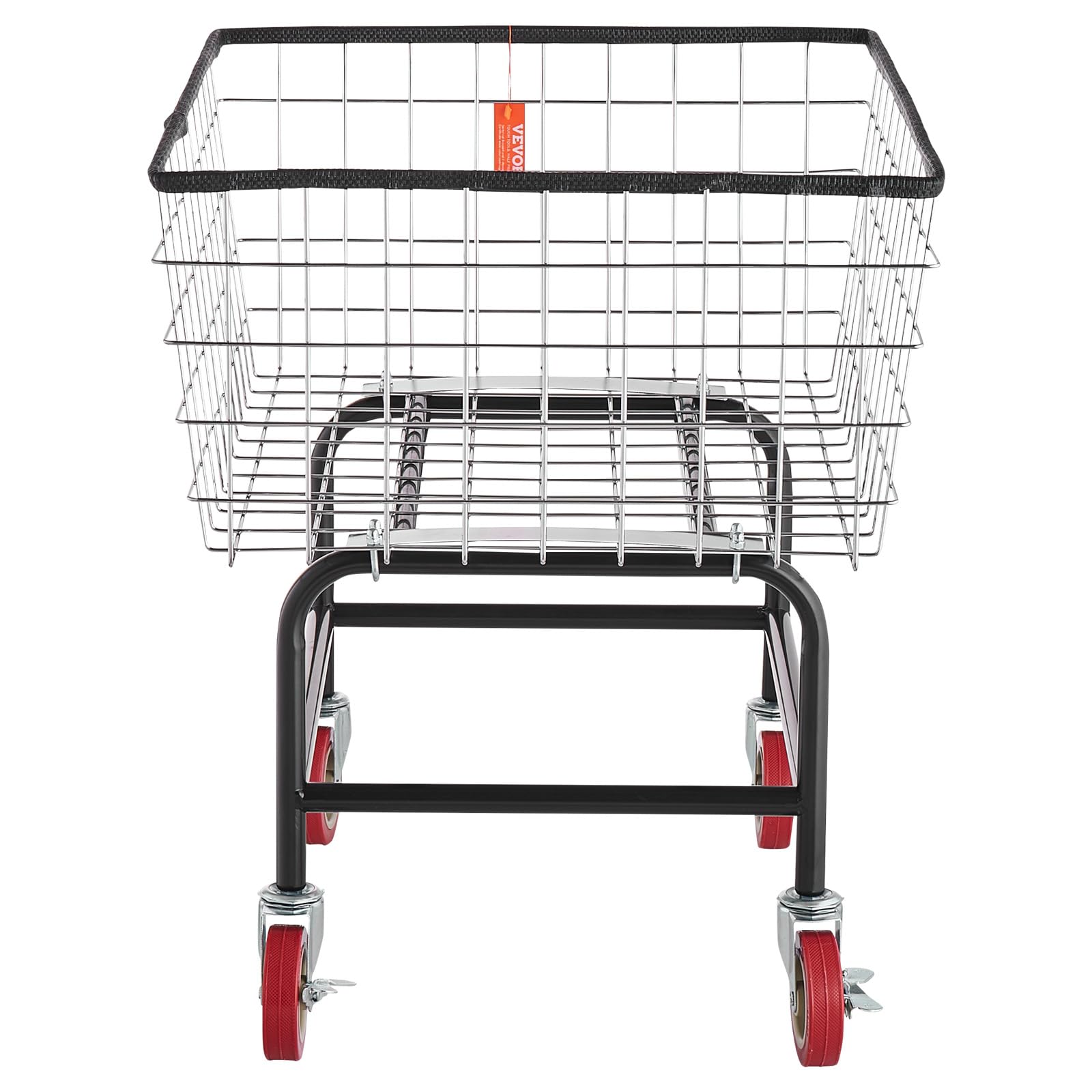 VEVOR Chariot à Linge en Fil Métallique Capacité de 100 L 68x55x67 cm, Panier à Linge Mobile avec Roulettes, Cadre en Acier Chromé, Déplacement en Douceur, pour Buanderie, Chambre, Salle de Bain