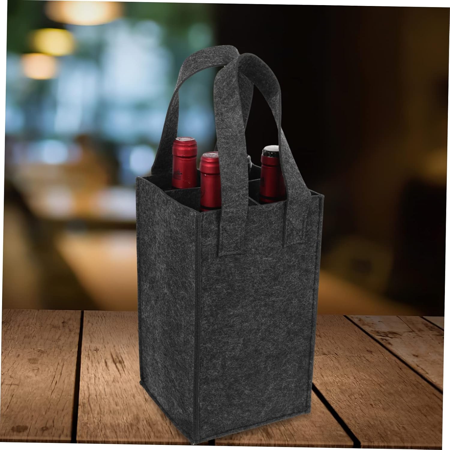2 Pack Felt Wine Bag Carrier for 4 Bottles Sturdy