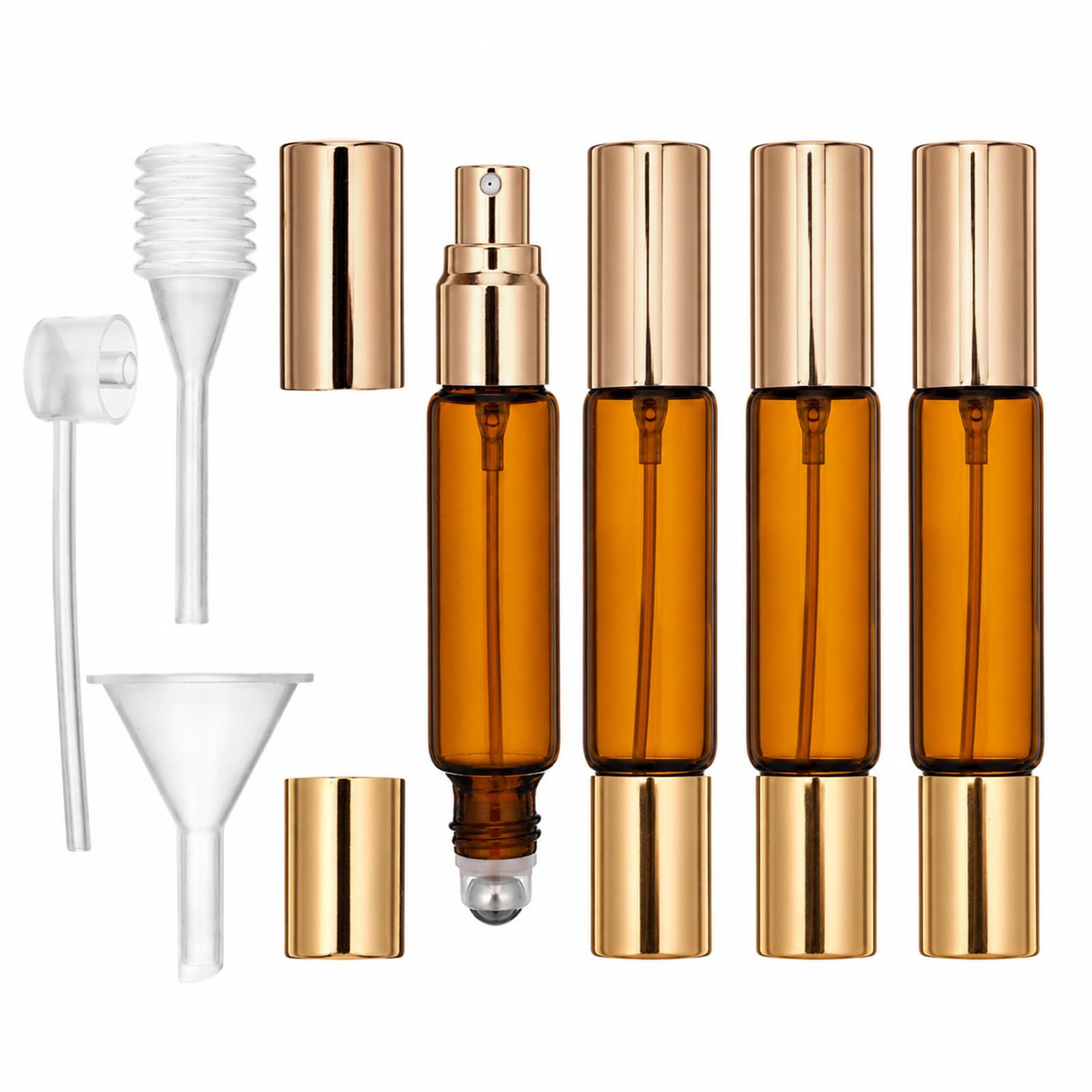 �️ 4pcs Refillable Perfume Bottle, 10ml Dual-Head Travel Perfume Bottle with Roller Ball & Spray, Leakproof Portable Rol — beauty deal on Shopping With Noya