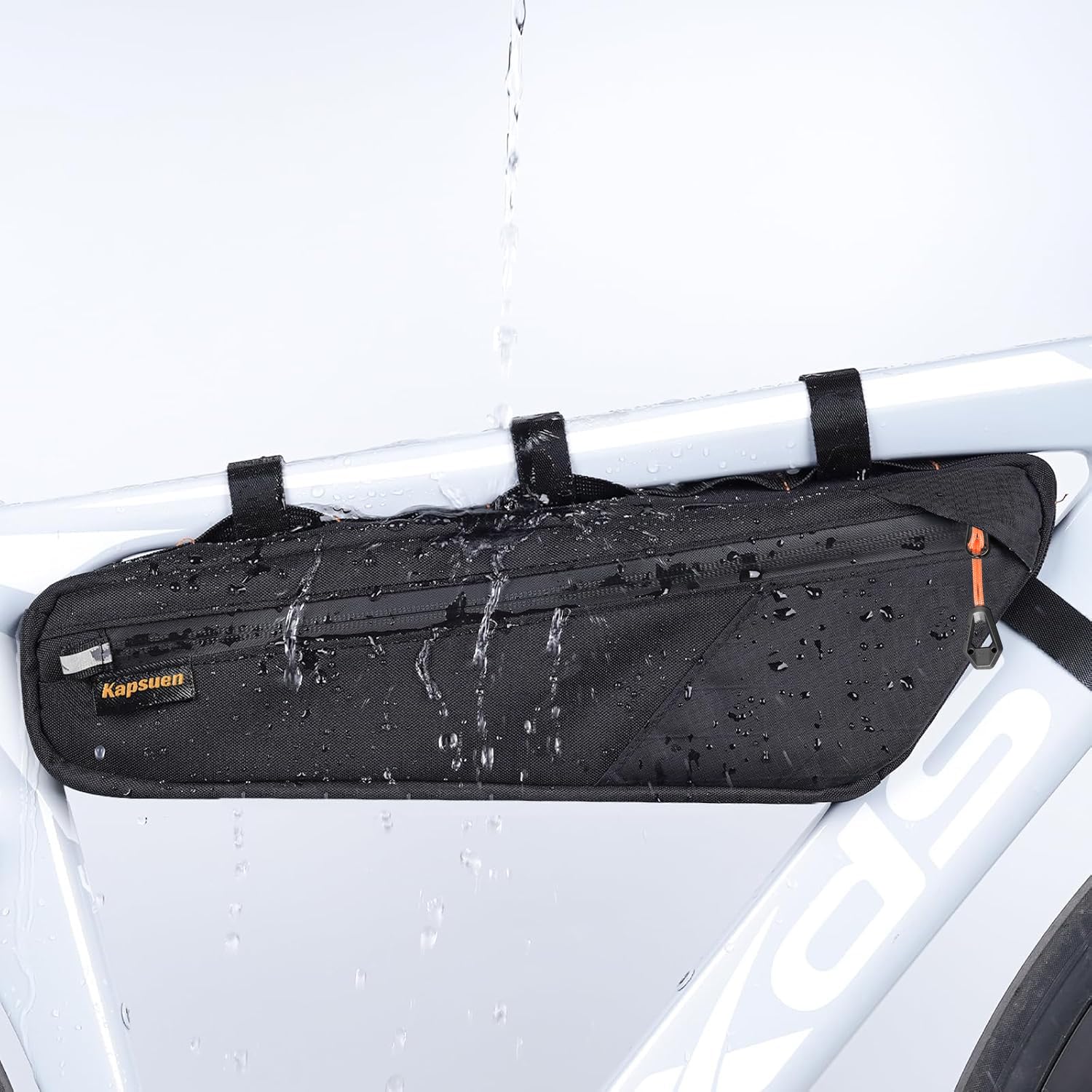 Kapsuen Fahrrad Rahmentasche 2,5 Liter Wasserdicht IPX6– Schmale Dreieckform mit Lackschutz für Gravelbike, MTB, Rennrad – Schnellmontage & 2 Reißverschluss-Taschen