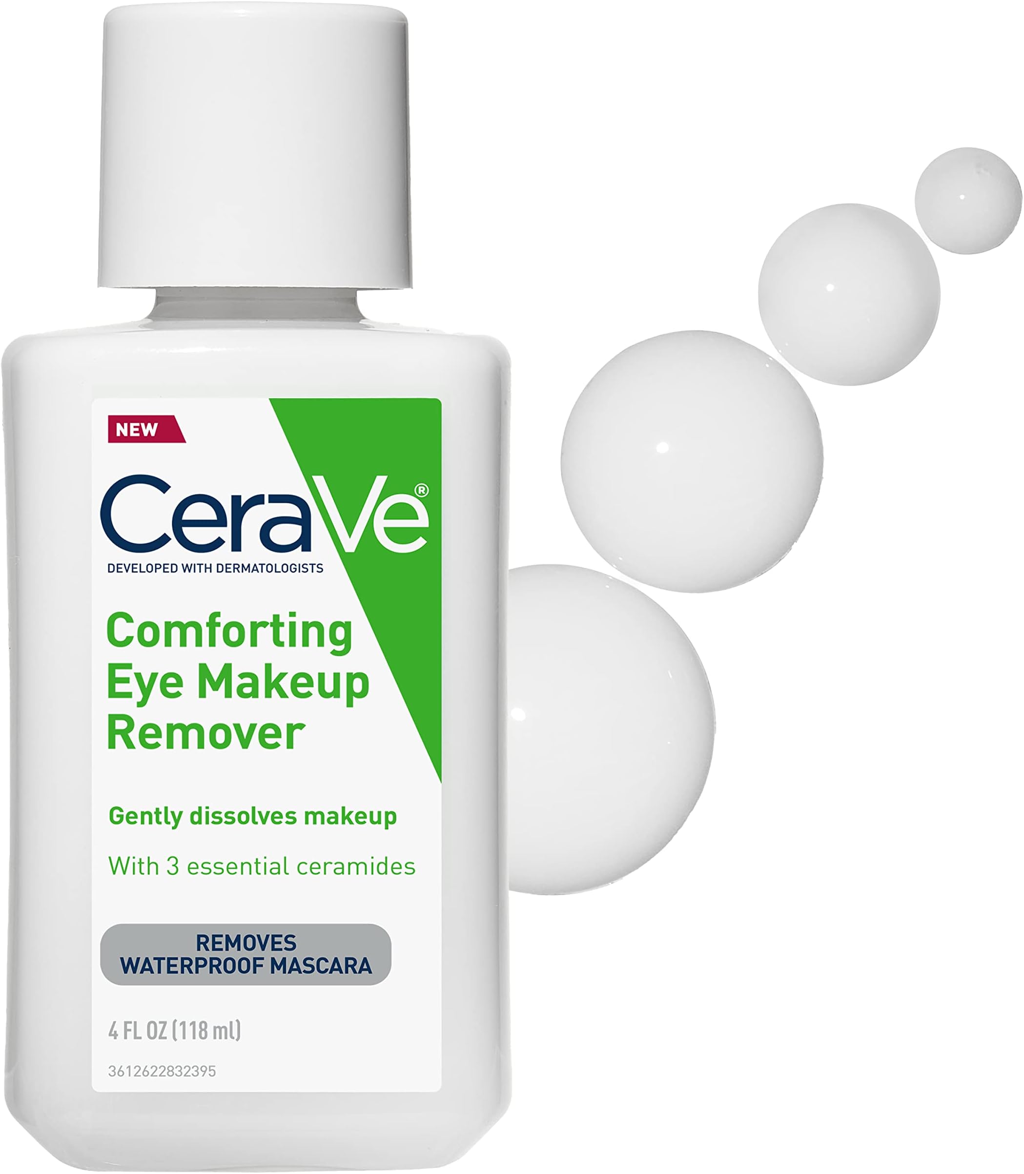 CeraVe Eye Makeup Remover | Waterproof Makeup Remover with Hyaluronic Acid and Ceramides |Non-Comedogenic, Fragrance Free, Non-Greasy & Ophthalmologist Tested | 4 Ounces