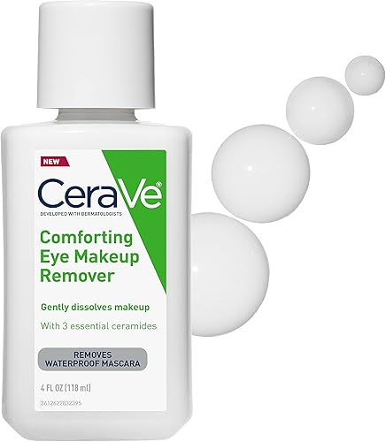 CeraVe Eye Makeup Remover with Hyaluronic Acid and Ceramides, Waterproof, Non-Comedogenic, Fragrance Free, Non-Greasy & Ophthalmologist Tested, 4 Ounces