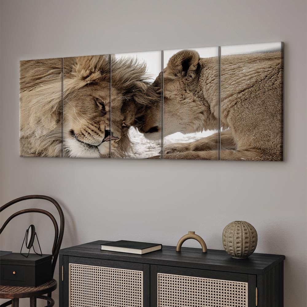 murando - Cuadro en Lienzo León 5 piezas - Impresión en material tejido no tejido cuadros decoracion salon modernos lienzos decorativos dormitorios - Naturaleza Animal Paisaje