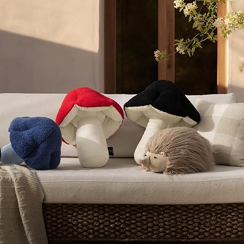 Miniatura 6 de Phantoscope Almohada en forma de hongo, almohada decorativa de vellón suave de hongo, bonito cojín en forma de 3D para sofá, cama, silla, beige, 16