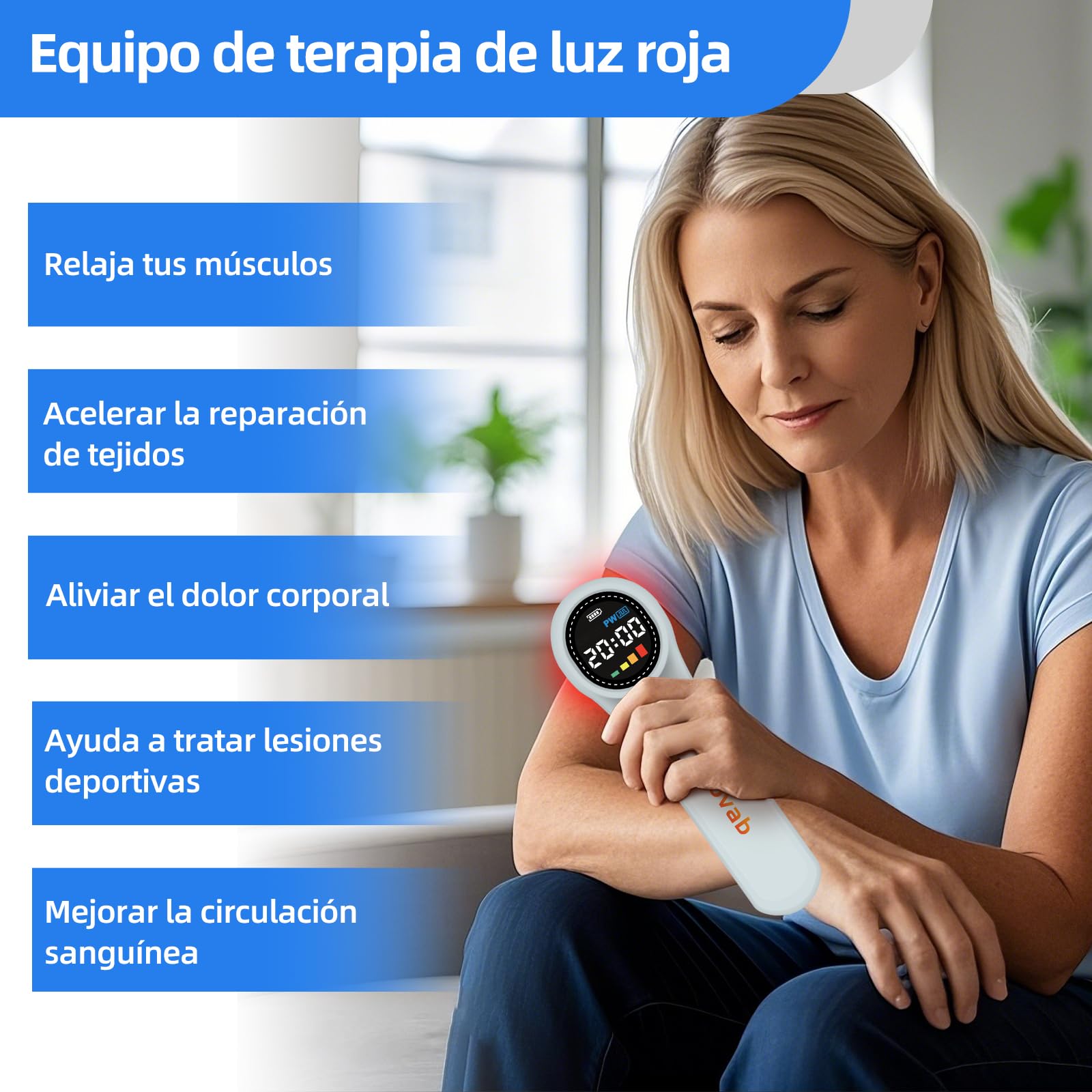 Terapia de luz roja portátil, 4x980nm 4x810nm 16x660nm, Los dispositivos de terapia de luz roja, Terapia de luz infrarroja, Máquina de terapia para el cuerpo para relajar el cuerpo y aliviar el dolor