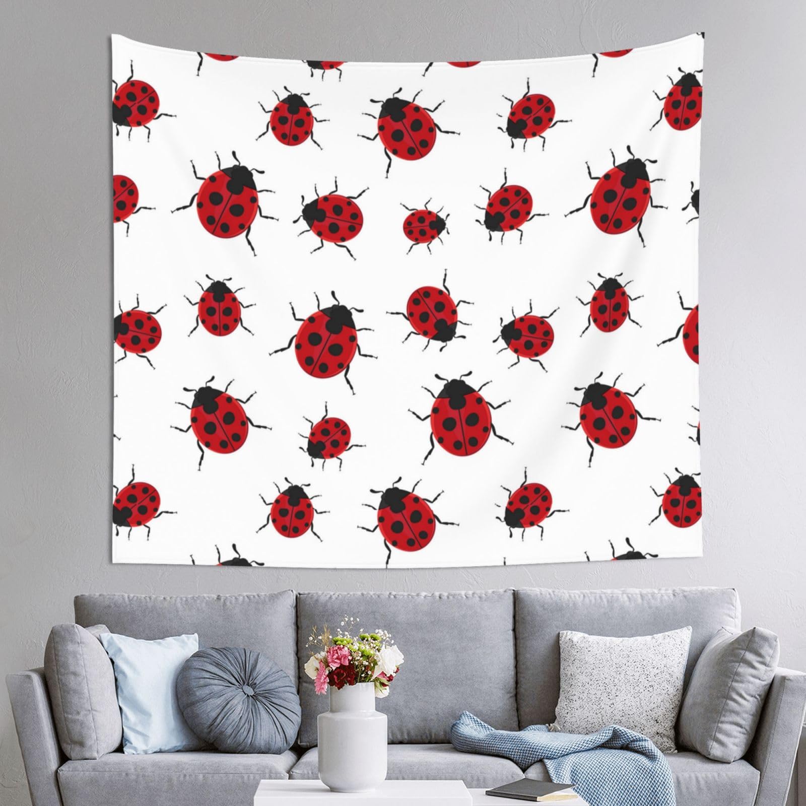 WKSGDSG Decoration Tapestry Wall Hanging For Bedroom, Ladybug, 152x130cm Dorm Decor, Lightweight Easy Hang Wall Art For Living Room, Aesthetic Tapestries For Outdoor, Ceiling, Doorway, Camping