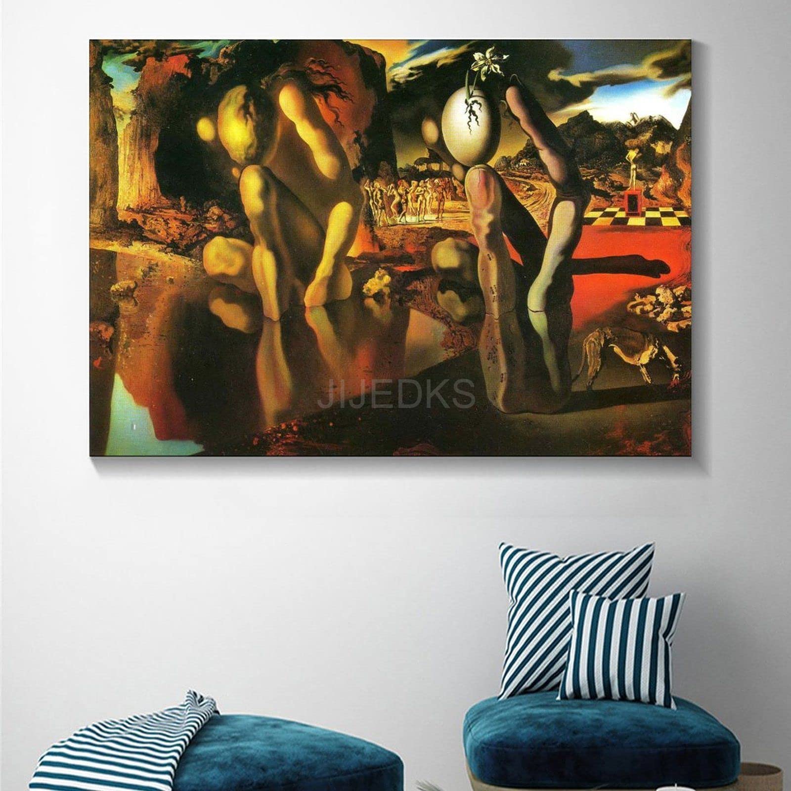 GAJUST Poster ritratto di Salvador Dalì, ritratto, fotografia originale. Pittore spagnolo. Master of Surrealism, stampa artistica su tela, telaio, 30 x 45 cm
