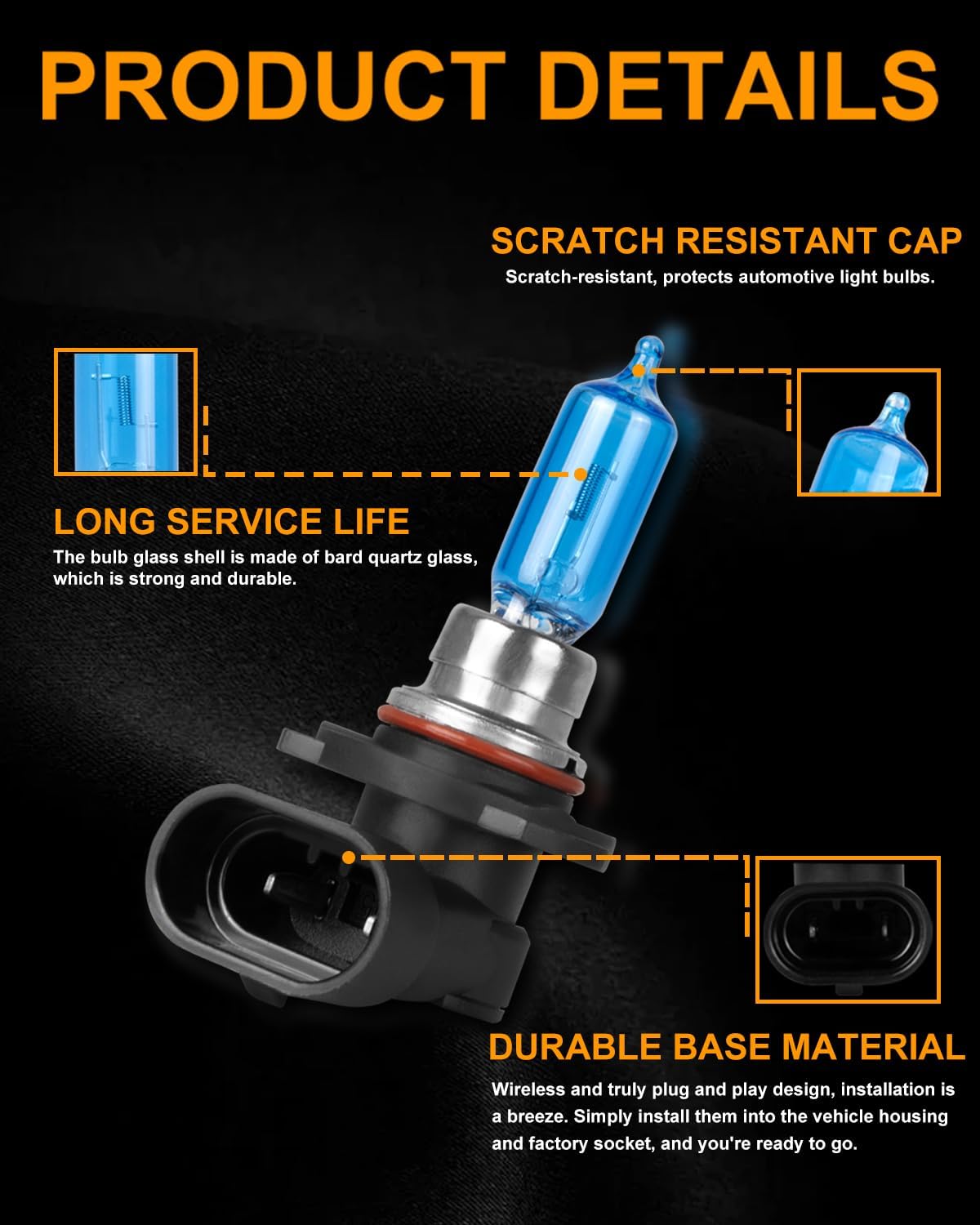 Fit For DODGE RAM 1500 2500 3500 With Projector(2016-2018) Halogen Bulbs, 9005+9005 High Low Beam+9145/9006 Fog Lights, Pack of 6