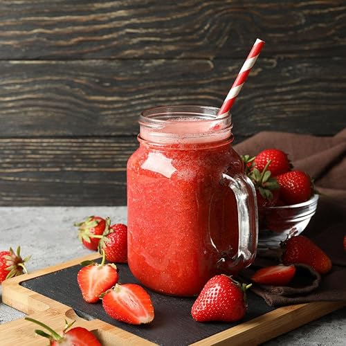 Miniatura 5 de ALINK 100 pajitas de papel a rayas rojas y blancas, biodegradables, desechables, para Navidad, cumpleaños, Año Nuevo, suministros de decoración de