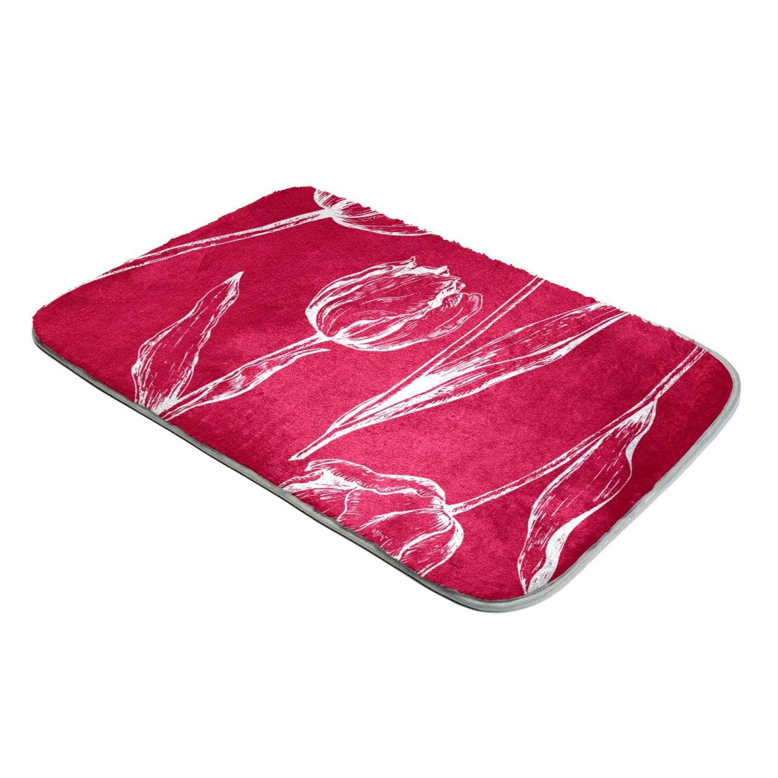 Tapis poils longs fausse fourrure Tulipes Rouge ultra doux grand confort