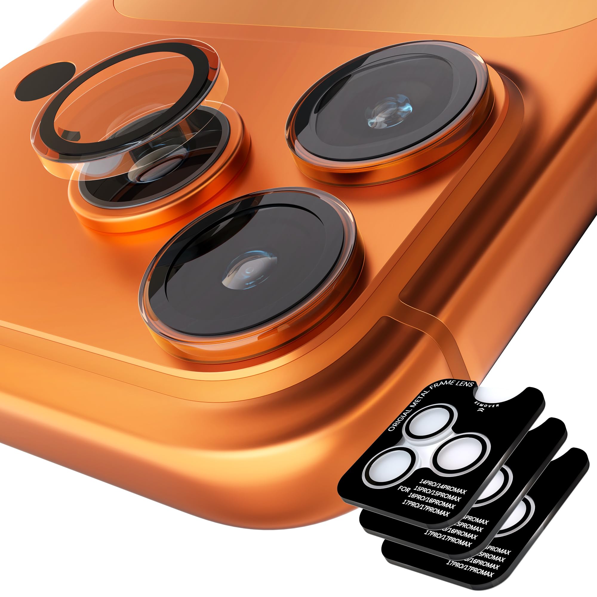 Orzero 9H Glass Camera Lens Protector for 17 Pro/17 Pro Max-Clear, 3 Set