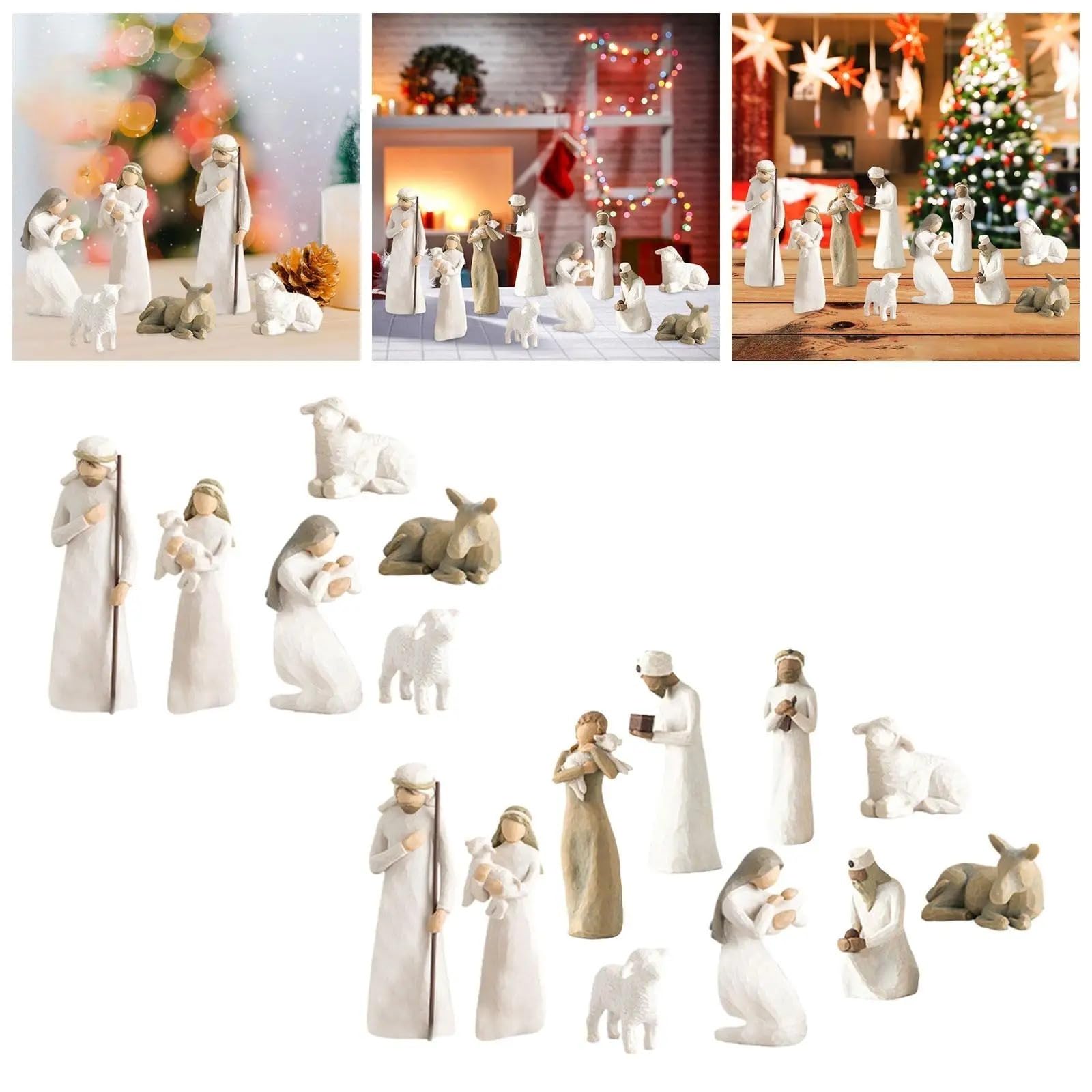 Generisch Krippenset Born Scene Figur,10-teiliges Figuren Krippe Harz, Geburt Belen Weihnachten, Weihnachtskrippe mit Figuren, Krippenszene Krippe Harz Heilige Familie, Dekoration
