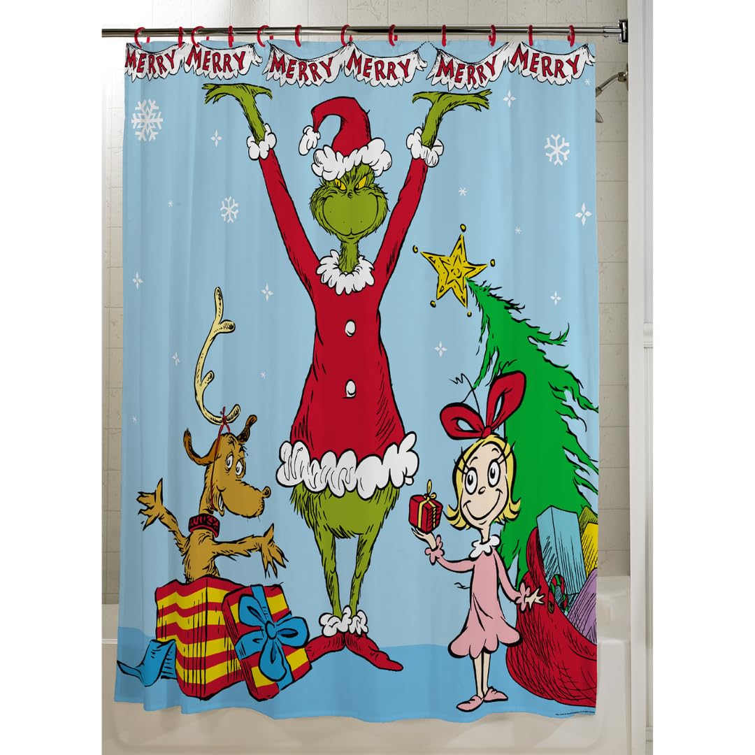 Rideau De Douche Noël Crèche - 91.4x183cm, Polyester Imperméable, Motif Grange, Mouton, étoile