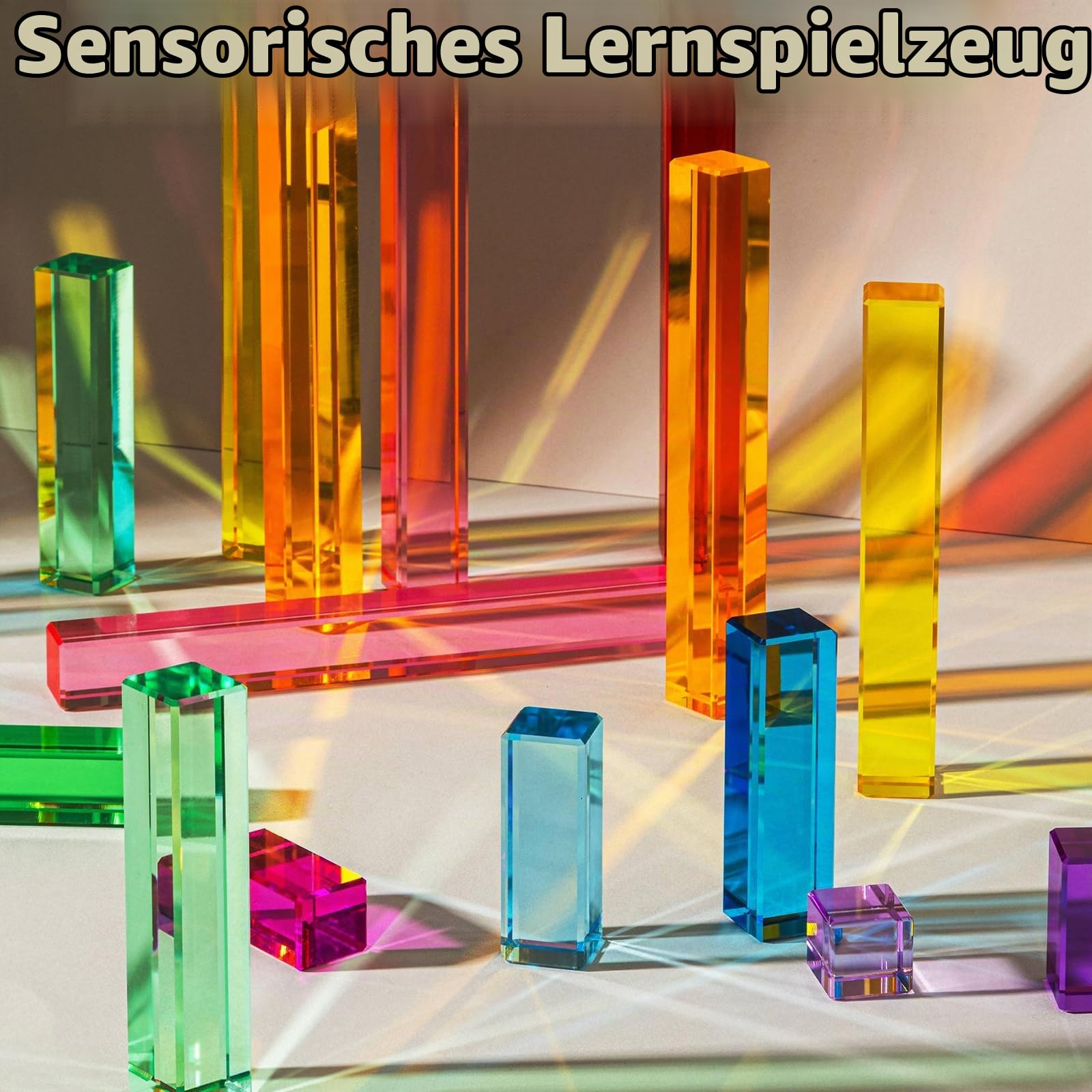 10-teiliges Acrylbausteine Set, Regenbogen Stufen Bausteine Set | Acryl Bausteine Set Transparente Lichtbausteine zum Stapeln, Farbenlernen & Sensorisches Spielzeug für Kinder