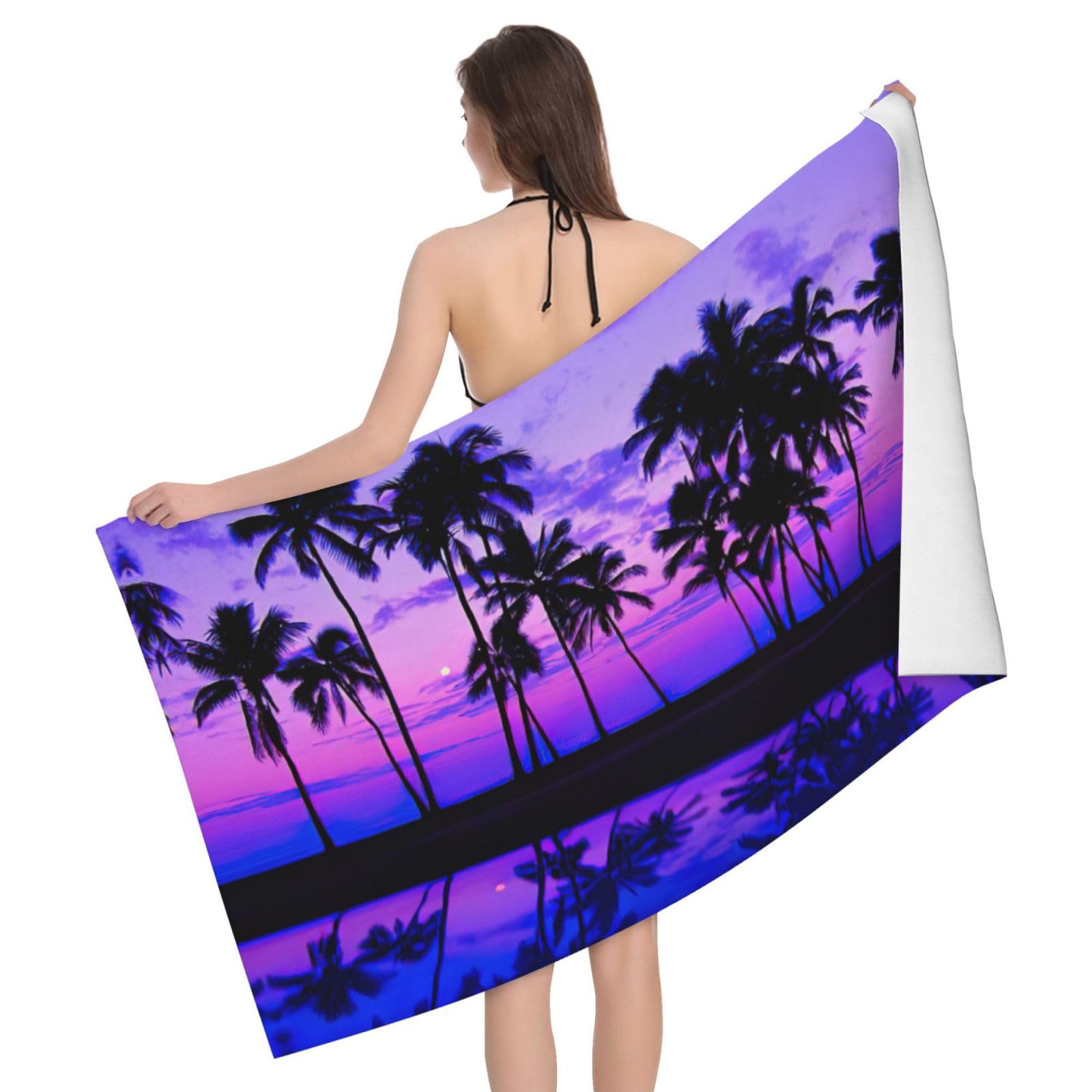 Serviette de bain microfibre palmier pour vos moments de détente à la plage ou douche