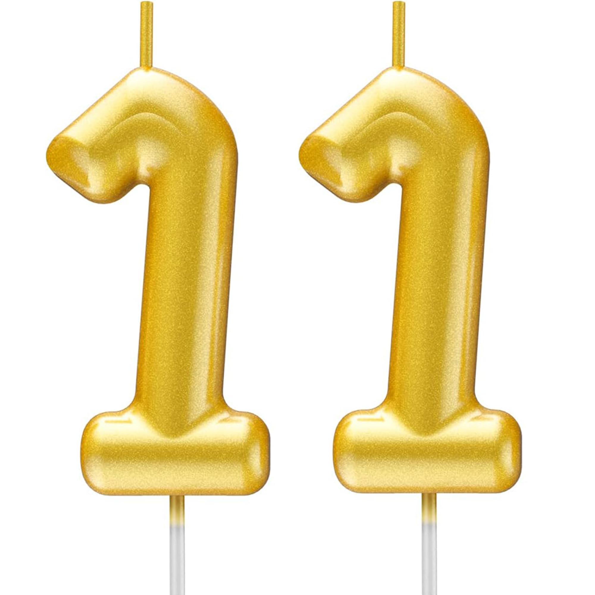 Gold Number Candle Happy Birthday 3D Number Candles for Birthday Cake Party Decoration Wedding Anniversary Celebration Supplies (Gold 11)