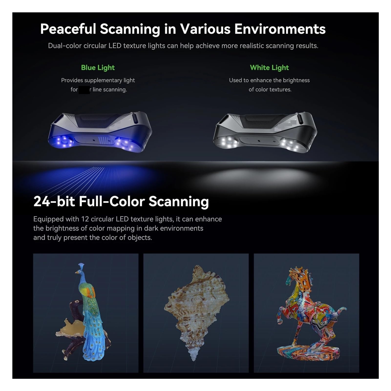 3D CR-Scan Raptor Mehrzeilen-3D-Scanner (Blau & NIR) for 3D-Druck, Reverse Engineering, Handscanner mit bis zu 60 Bildern pro Sekunde