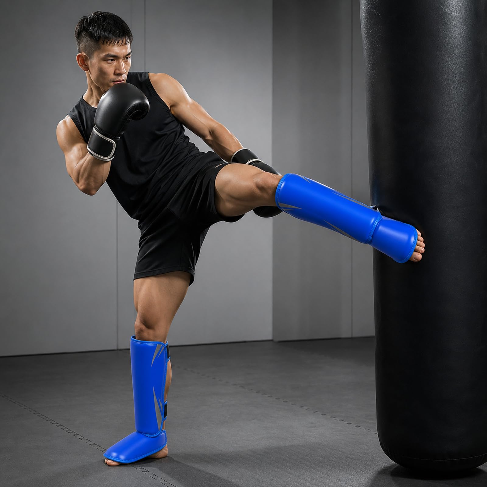 Piedi Protezione Shin Guard,Parastinchi da Kick Boxing Muay Thai,Parastinchi Karate,vestibilità Sicura,Regolabili,Comodo,per Boxe,Sport da Combattimento e Allenamento Quotidiano