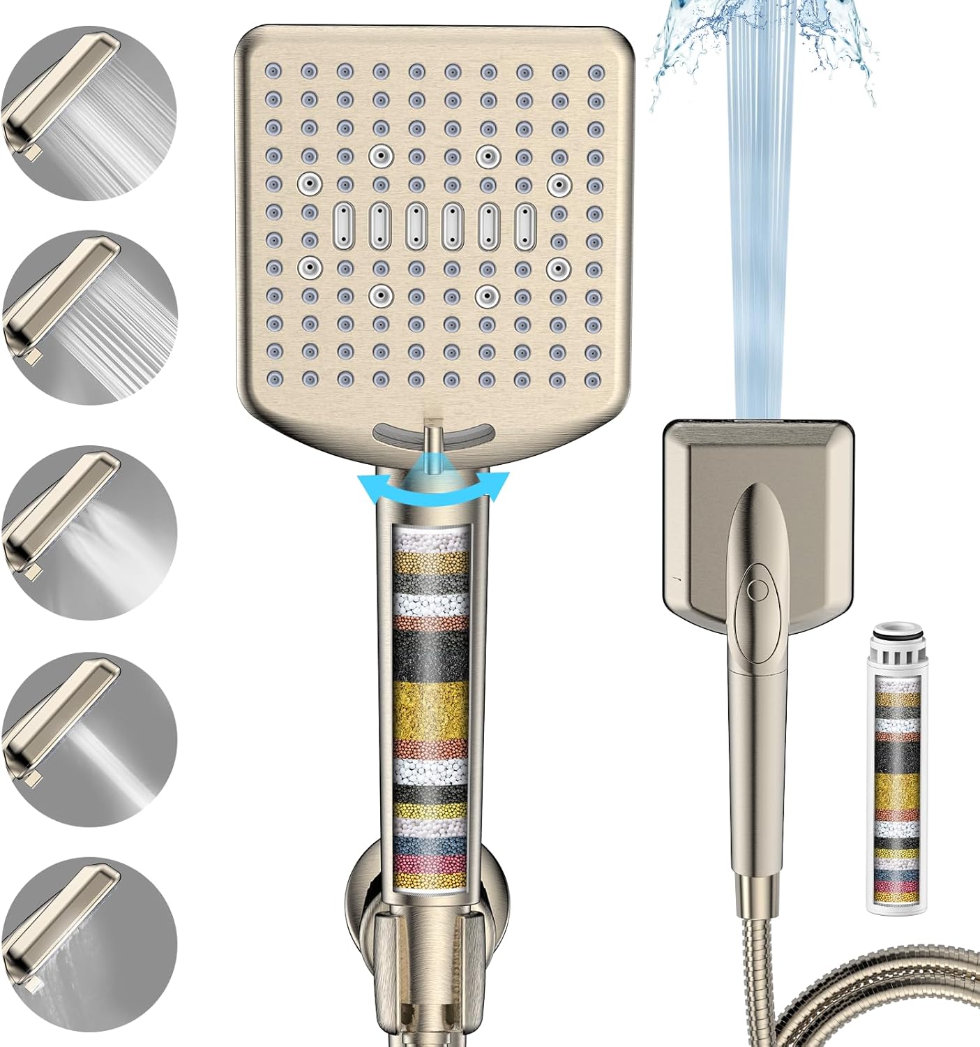 Filtered Handheld Shower Head Bundle with Filtered Rain Shower Head