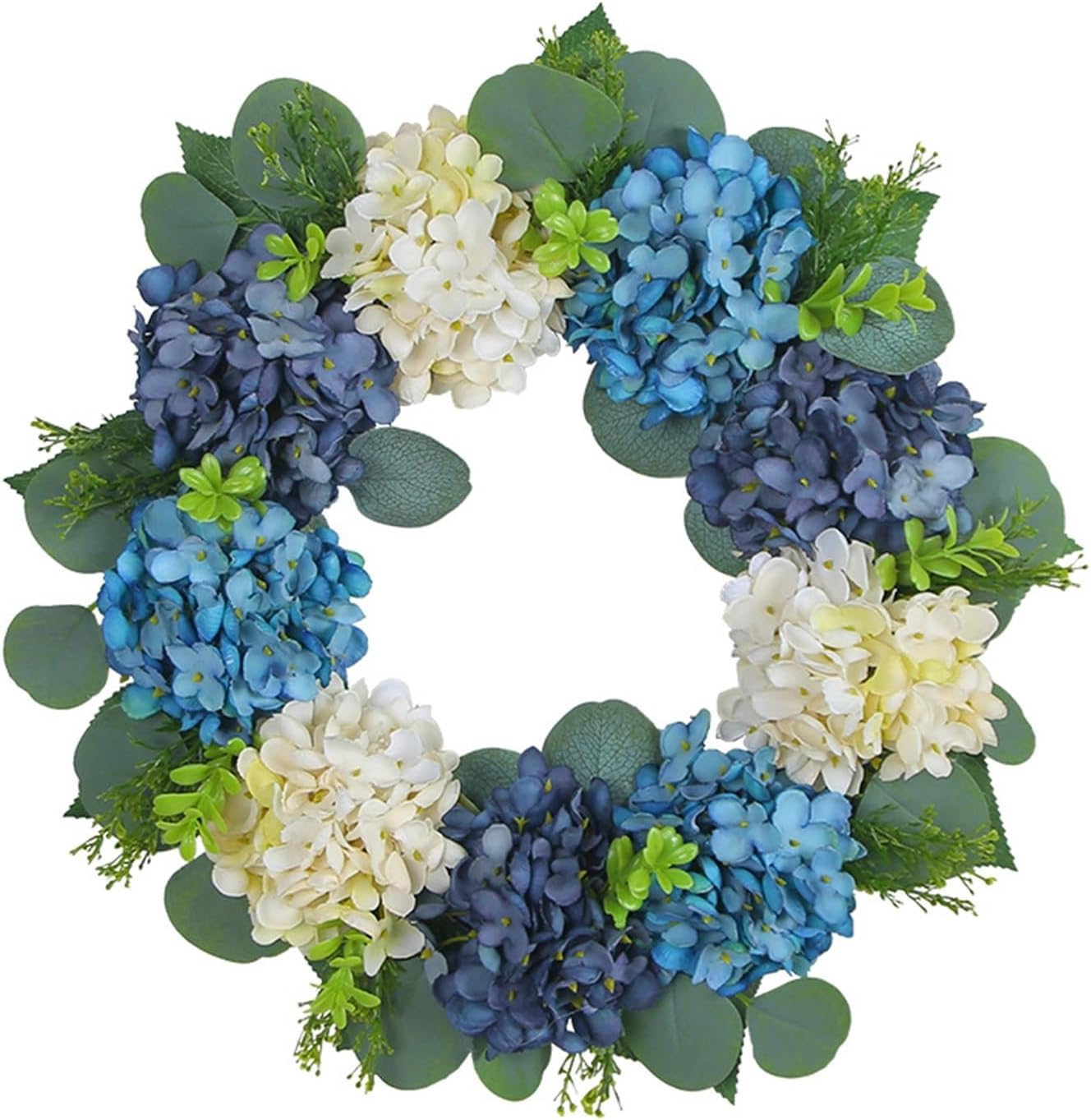 and White Hydrangea Garland Door Hanging Decoration Dead Branches Flower Rattan Circle Arrangement Decorative Wall Hanging