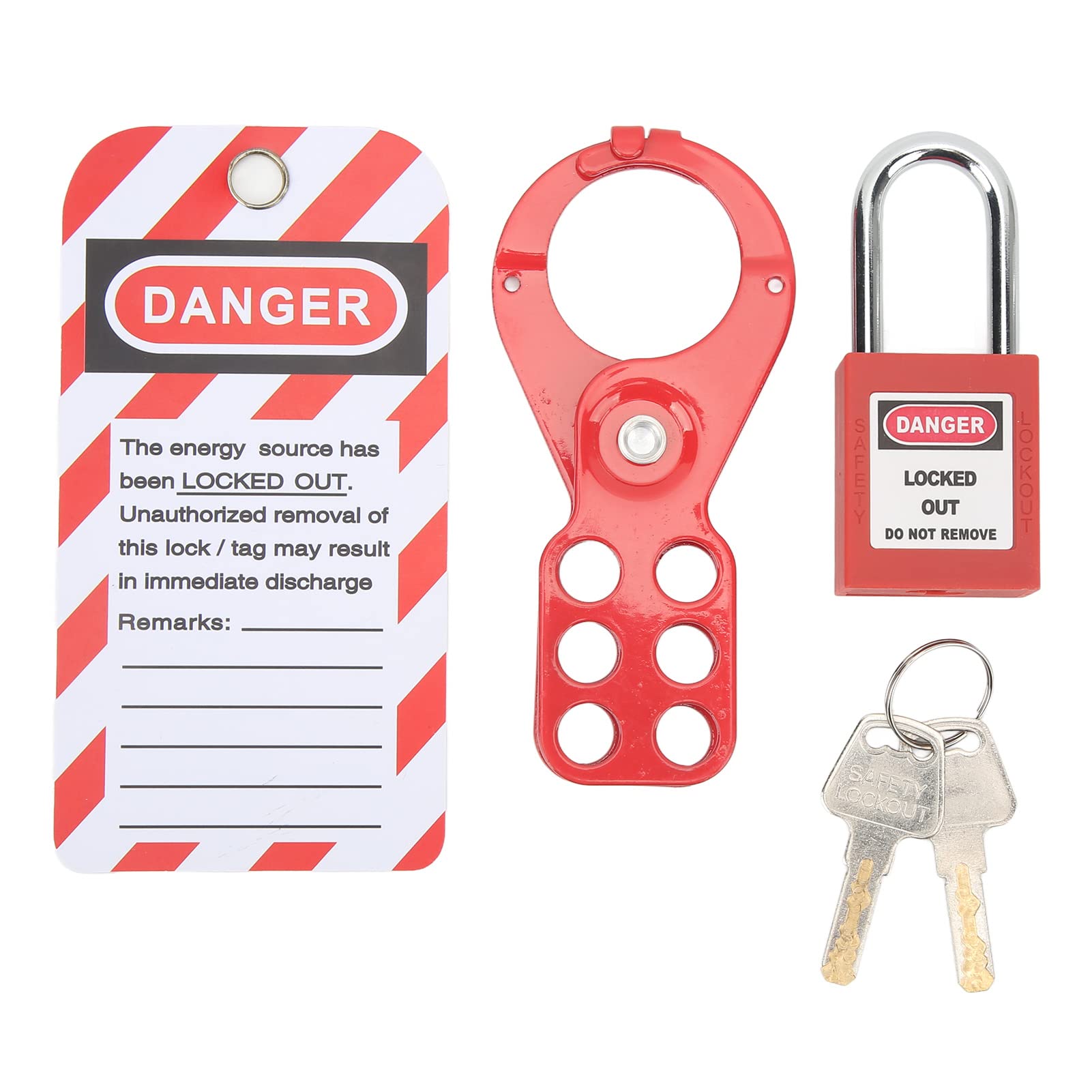 Lockout Tagout Kit with Safety Hasp, Lockout Tags, Red Loto Locks, Padlock Loto Tag Keys Tamper Proof, Lockout Hasp Kit - Image 2