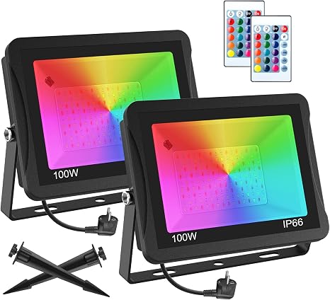 Projecteur LED RGB Extérieur 50W - Contrôle WIFI/Bluetooth/télécommande - IP66 étanche Pour Fête, Jardin, Noël, Halloween