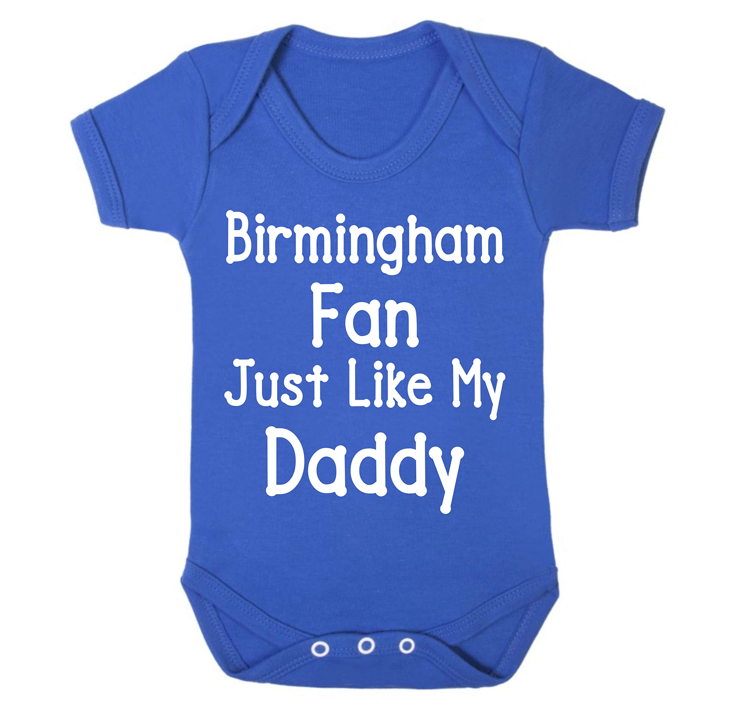 Birmingham Fan Just Like Daddy Football Baby Grow Vest Boy Girl Gift Romper Newborn Shower Age 6-12 Months Blue