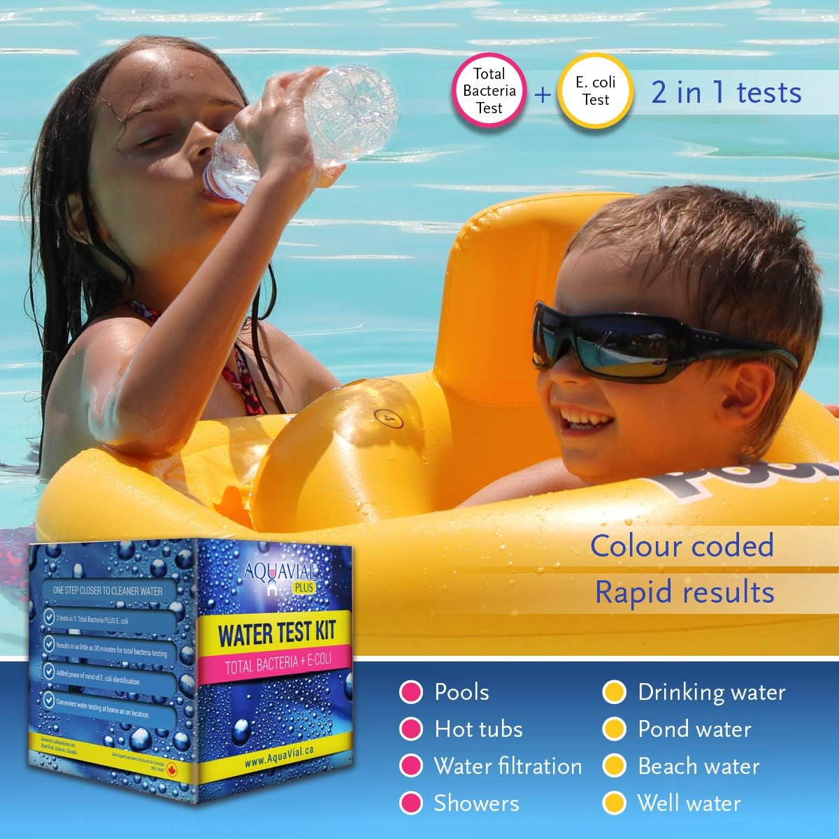 Plus Water Testing Kit 2 Pack | Biofilm Fungi Legionella E. Coli & Coliform Bacteria Water Testing Kits | Water Testing Kits for Drinking Water Pool Pond Lake Well | Home Water Testing Kit