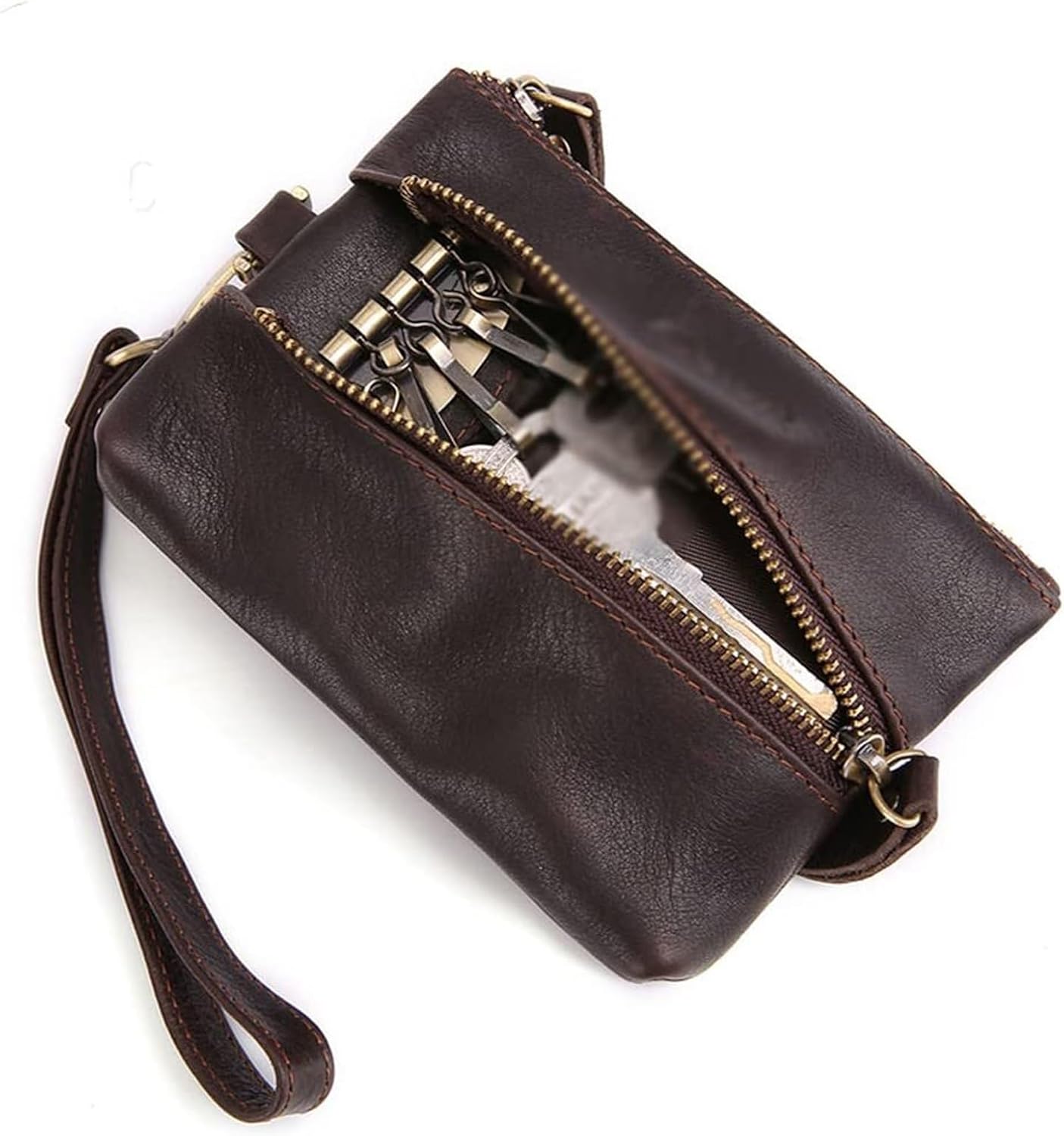 Vintage Corium Keychain Bags Coin Wallet (Men) - Stylish Zipper Key Case for Business Essentials(1)