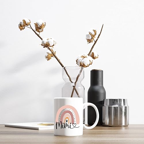 Vista 4 de Divertida taza de café Mimi, novedosa taza de regalo de cumpleaños de Navidad para mujeres, abuela, abuela de nieta o nieto, regalo de taza de té